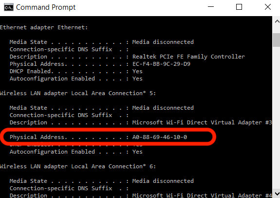 Check the MAC address