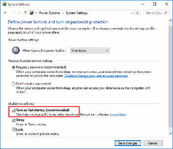 Disable Fast Startup